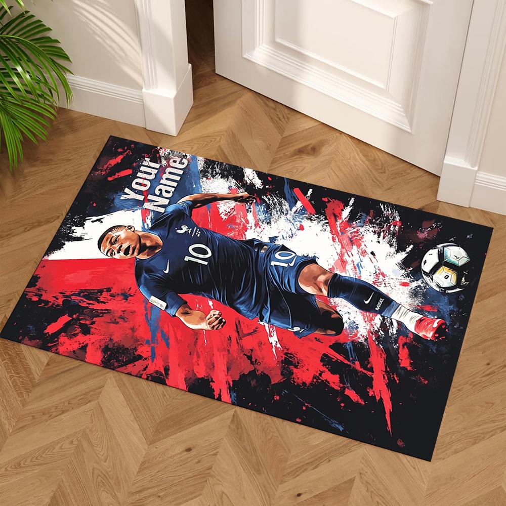 Mbappé Personalized Text Area Rug Perfect for Study Room Dormitory Hallway Balcony Antislip Carpet Decorate Offices Gift for Festivals