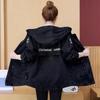 Women's Spring Korean Style Alphabet Embroidered Mid-Length Soft Denim Jacket Loose Oversized Hooded Casual Windbreaker