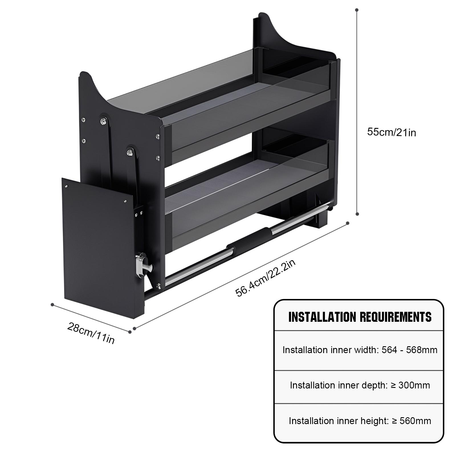 

Настенный подъемный шкаф, корзина с выдвижным механизмом, двухслойный выдвижной органайзер для шкафа, подъемный шкаф для специй для кухни чёрный