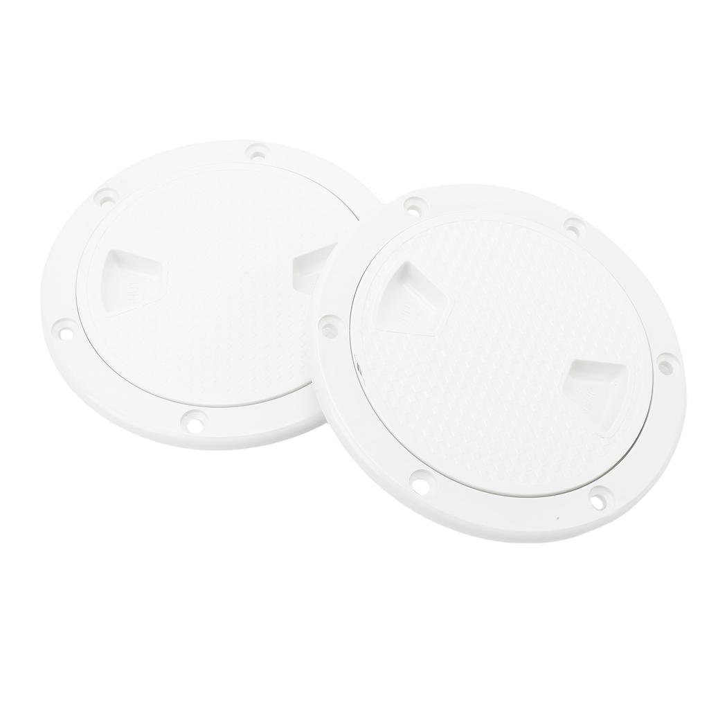 2PCS Boat Hatch Deck Plates Non Slip Round Shape Thickened Rubber Ring Inspection Deck Plate with Detachable Cover White