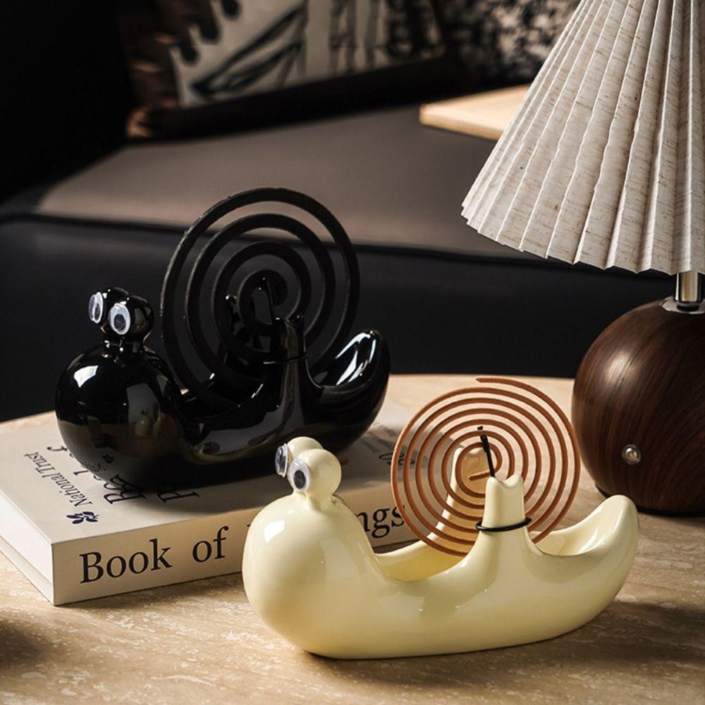 

Ceramic Snail Shape Mosquito Incense Rack Cute Mosquito Incense Bracket Summer чорний
