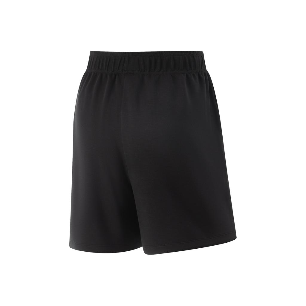 Li-Ning Solid Color Mid Waist Elastic Versatile Five Point Casual Shorts Women Shorts Black AKSV438-4