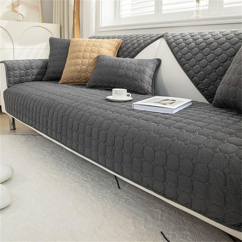 European Sofa Towel Cover Solid Color Super Soft Thicken Quilted Sofa Cover Non -Slip Couch Slipcovers For Living Room Home Decor