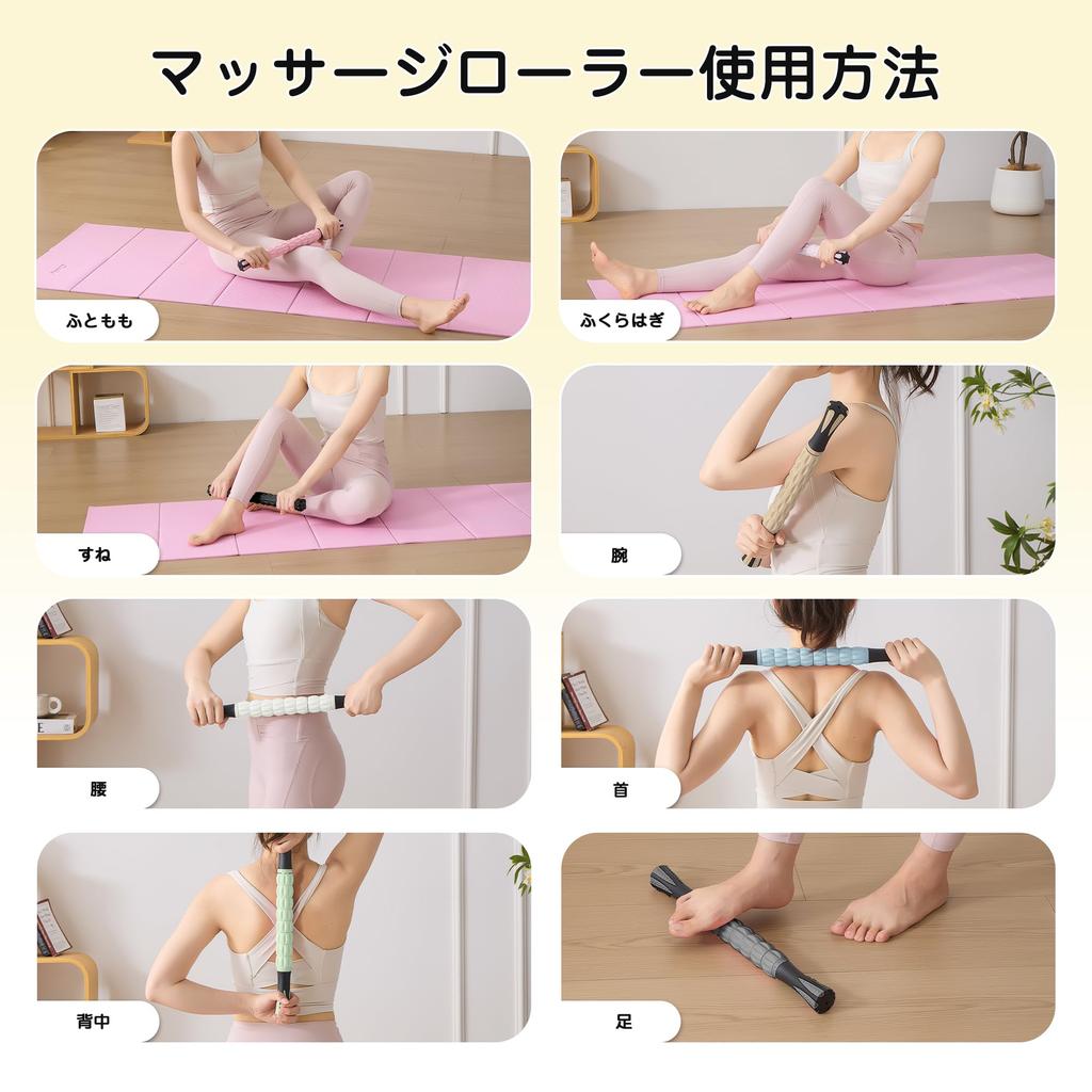 DPEAN Fascia Roller, Massage Roller, Muscle Roller, Foam Roller, Massage Stick for Neck, Back, Shoulders, Hips, Legs, Feet, Soles, and Thighs (Gray)