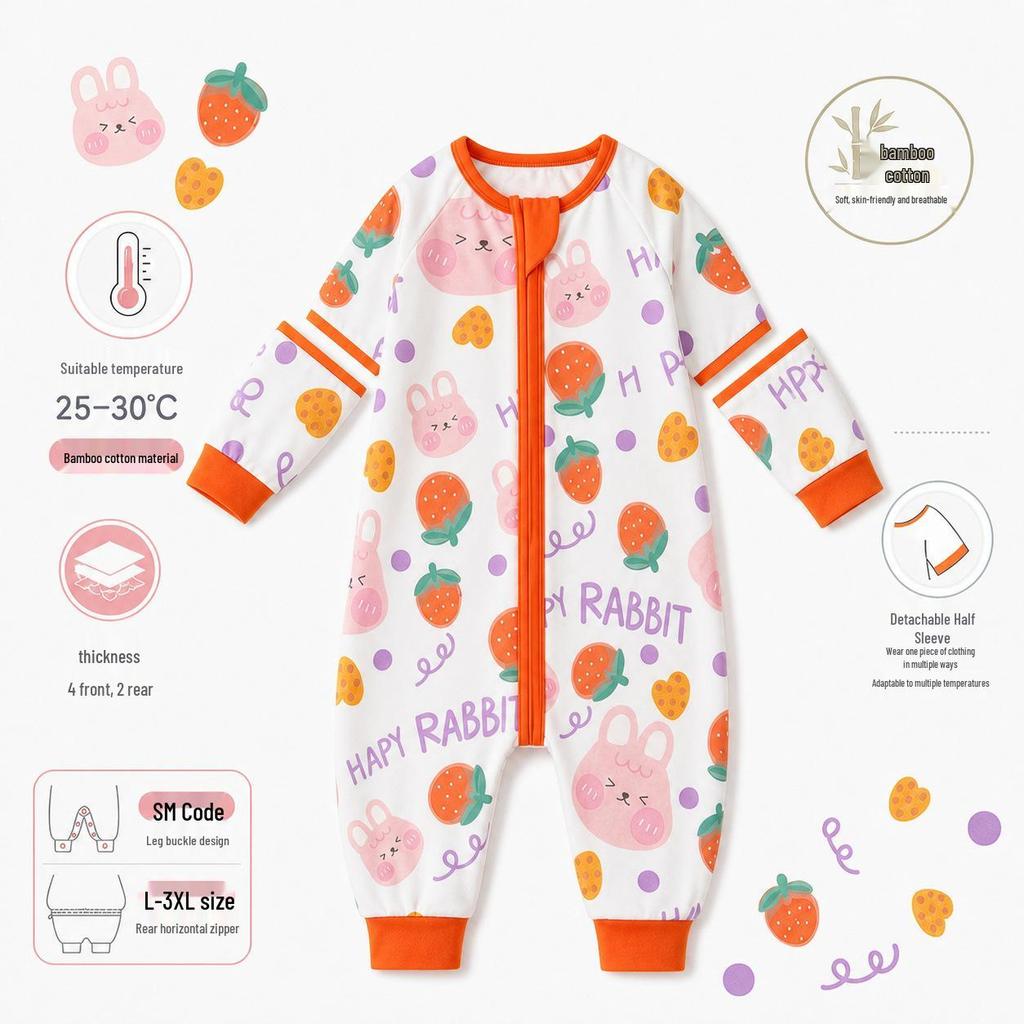 Bamboo Cotton Baby Sleeper: Split-Leg, Lightweight, Anti-Kick, All-Season Pajamas