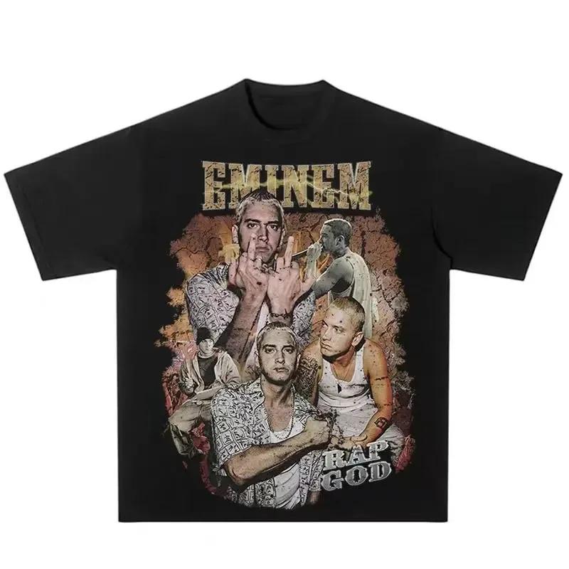 Rapper Eminem Print T-shirt UnisexTshirt Trend Hip Hop Rock Oversized Short Sleeve Tee Summer Cotton T Shirts Clothes Tops