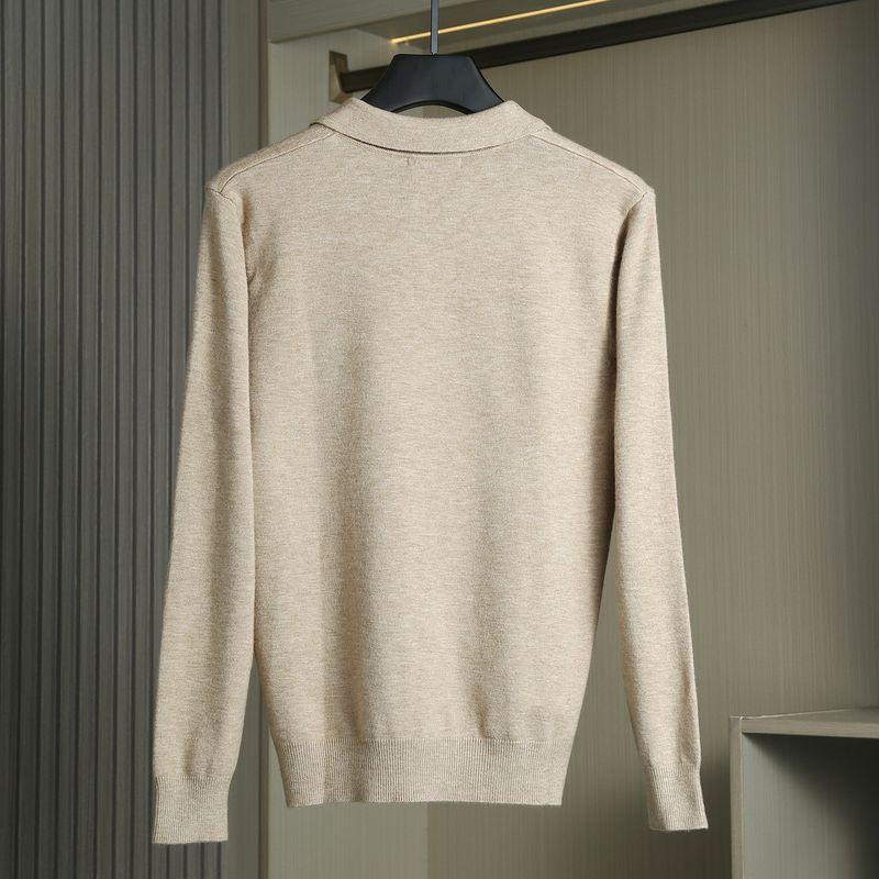 Men's Business Casual Knit Sweater with Half-Zip and Turn-Down Collar, Minimalist Style, Light Luxury, Export Surplus