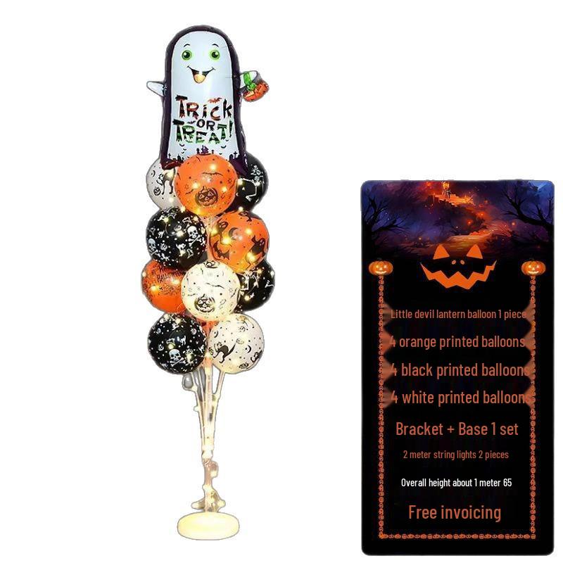 Halloween Pumpkin Skeleton Balloon Columns for Party and Event Decoration