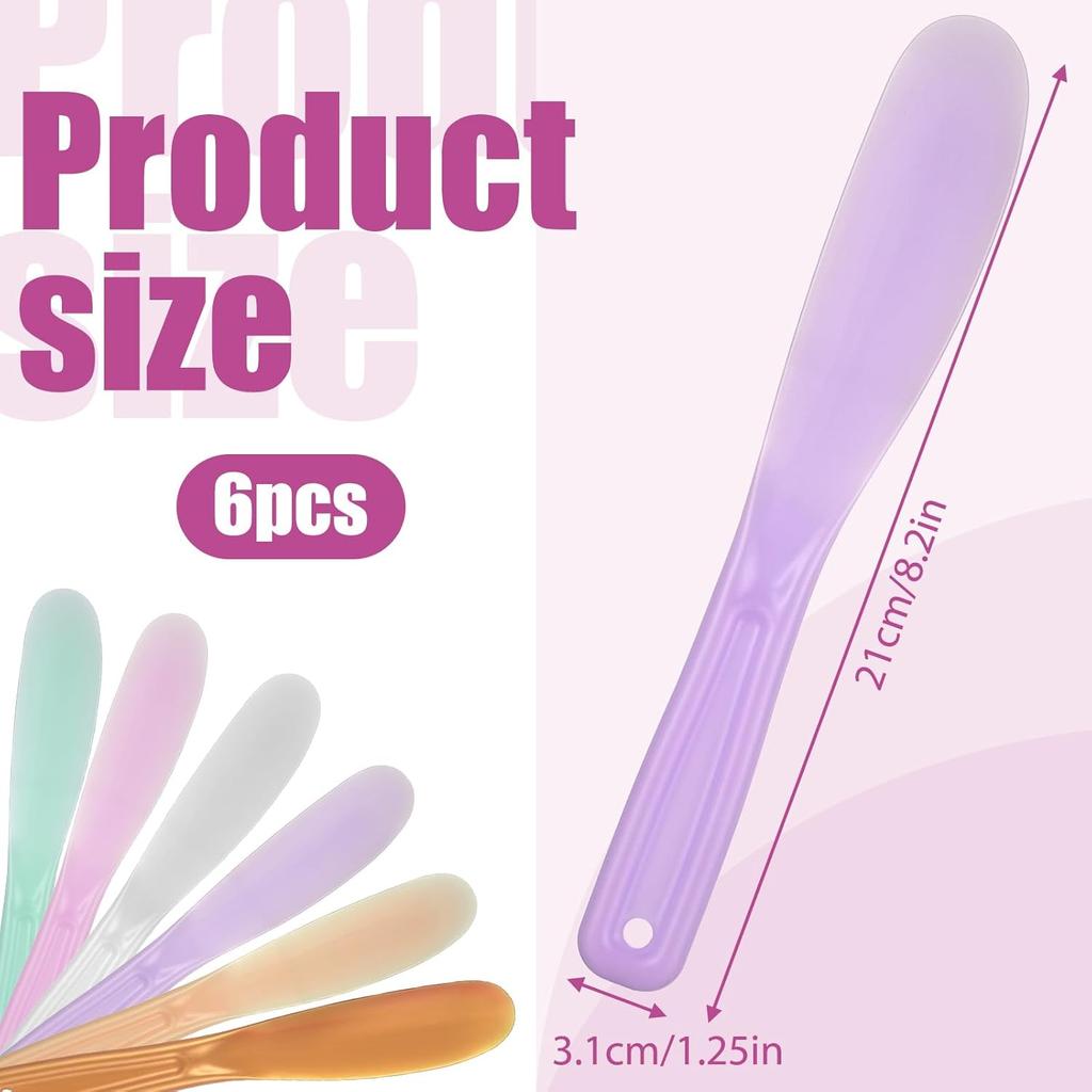 6 Pcs Large Makeup Scoops Spatulas Large Plastic Cosmetic Spatula Face Mask Spatula Reusable Cosmetic Mask Mixing Spoon Scoops Spatulas Beauty Spa