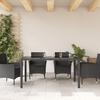 Garden Table with Glass Top Black 150 X 90 X 75 Cm Poly Rattan