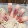 24Pcs Purple Bunny Design Full Coverage Press On Nails Artificial Removable Fake Nail Art Acrylic False Nails Finished