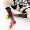4pairs Patchwork Colorful Striped Calf Socks Japanese Style Retro Pile Socks  Girl