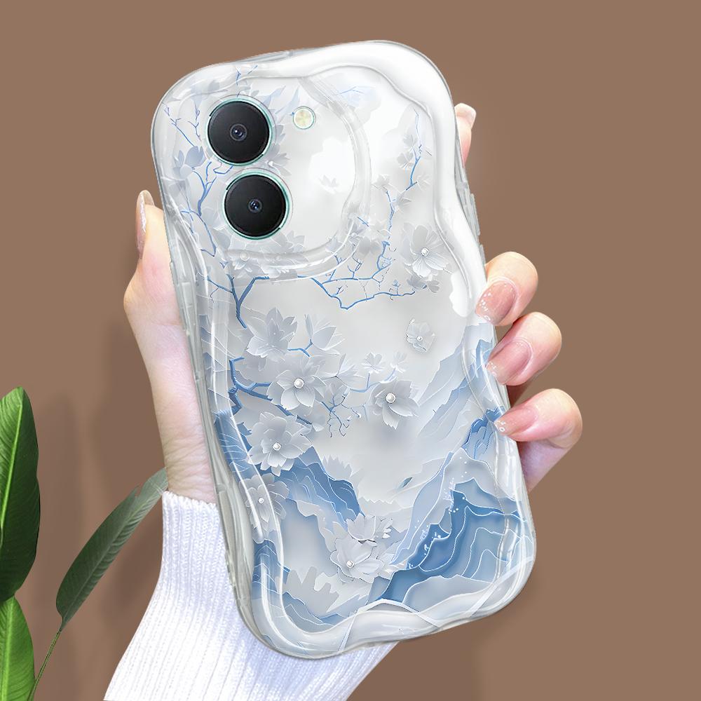 Cute Cartoon Pattern Cream Texture Casing Wavy Edge Soft Silicone Cover Phone Case for Vivo