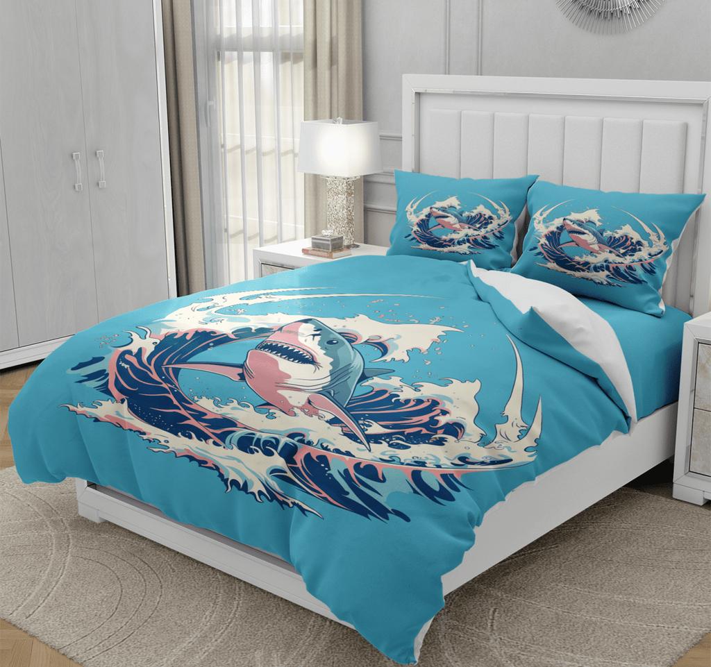 Comforter Shark Painting S High End Bedding With Pillows Home Decorqueen Size Suitable Children Kids And Adults