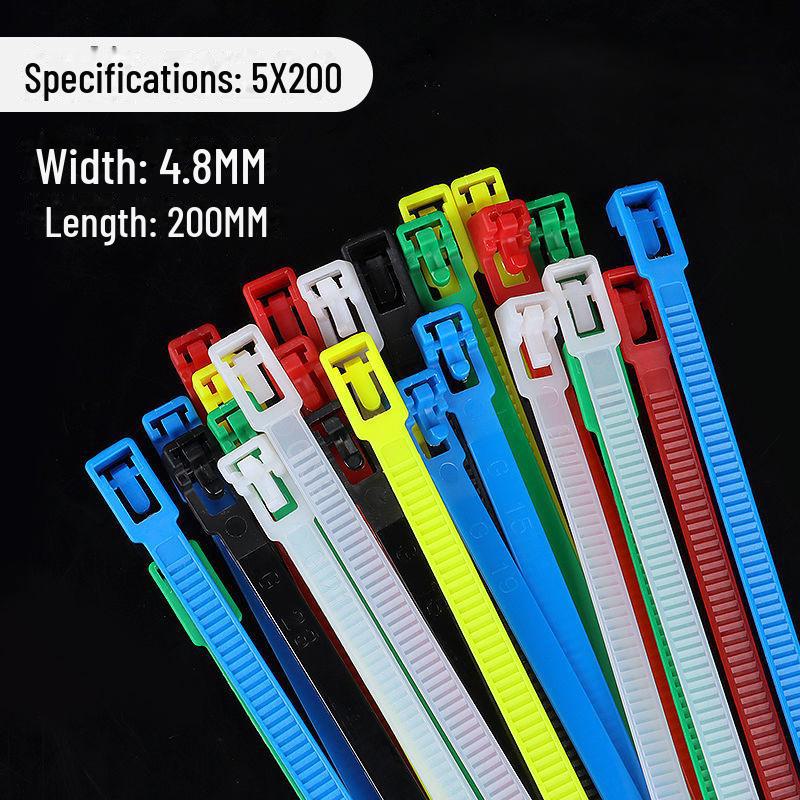 Reusable Nylon Cable Tie with Releasable Buckle - Black & White