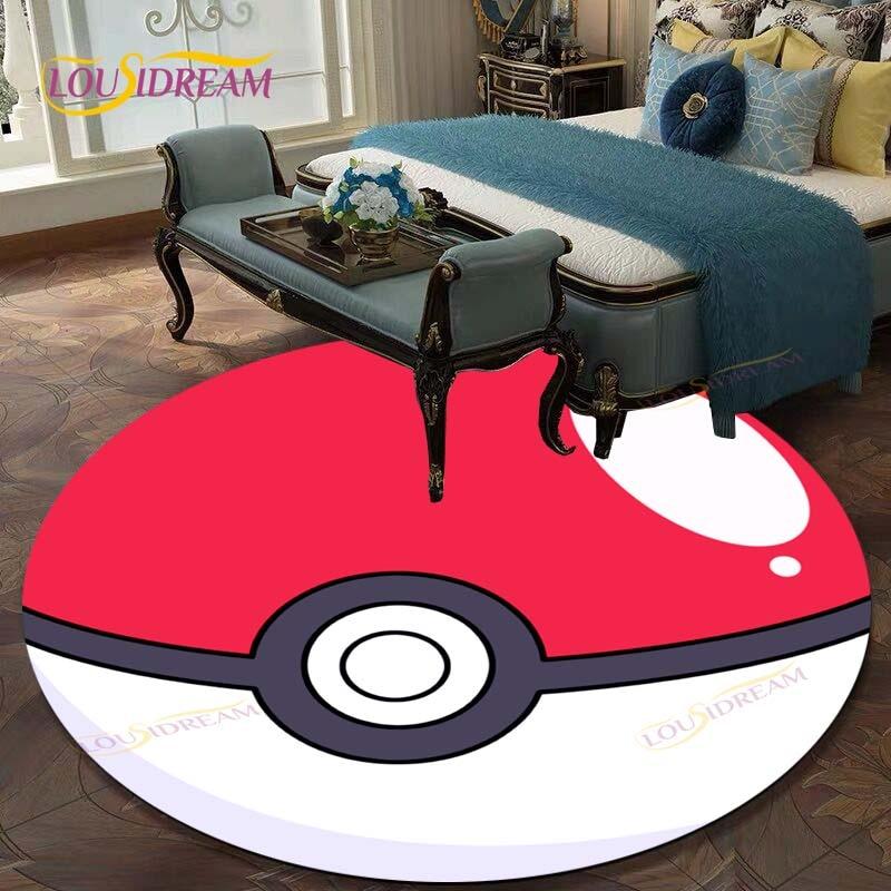 Kulatý koberec do obývacího pokoje Koberce Ložnice Děti Koberec s Pikachuem Koupelnová předložka Kreslený potisk Pokemonů Podložka na podlahu Koberec do dětského pokoje