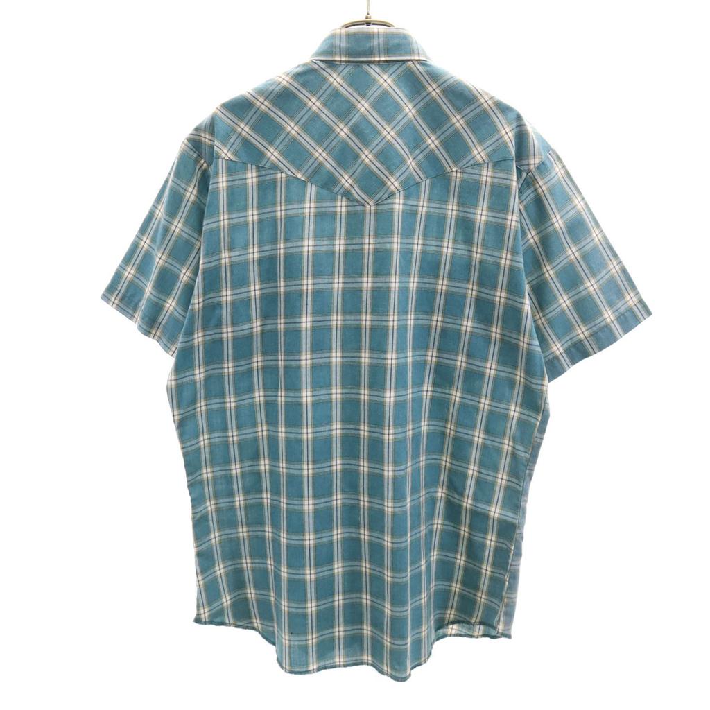 Wrangler 90s Old Check Pattern Short sleeve Western shirt M Green system Men's Used