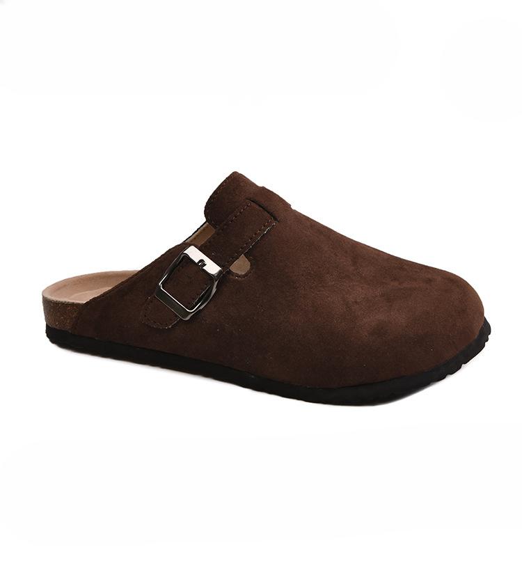 Baotou Halvtofflor Dam Vår och Sommar Mode Mångsidiga och Bekväma Platta Damskor Matta Tofflor