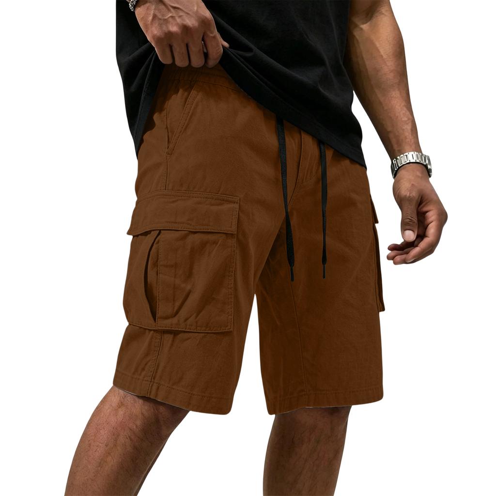 Mens Cargo Shorts Multi Pocket Drawstring Waist Relaxed Fit Workwear Style Casual Cotton Short Pants for Outdoor Activities