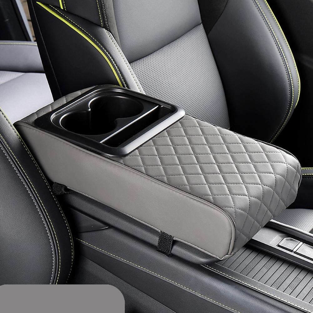 Auto Armsteun Console Extender Met 2 Bekerhouders Verhogingskussen PU Leer Universele Auto Interieur Opbergdoos Tissuehouder
