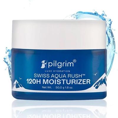 Pilgrim Swiss Aqua Rush™ 120H Hydratační krém na obličej| Vyrobeno s výkonnými hydratátory-Swiss Aqua Rush™ & PatcH20®| 120 hodin zvýšené hydratace| 50 gm
