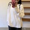 Women's Heavyweight Long-Staple Cotton White Long-Sleeve T-Shirt, Loose Fit, Ideal for Spring and Autumn, 2025 Style.