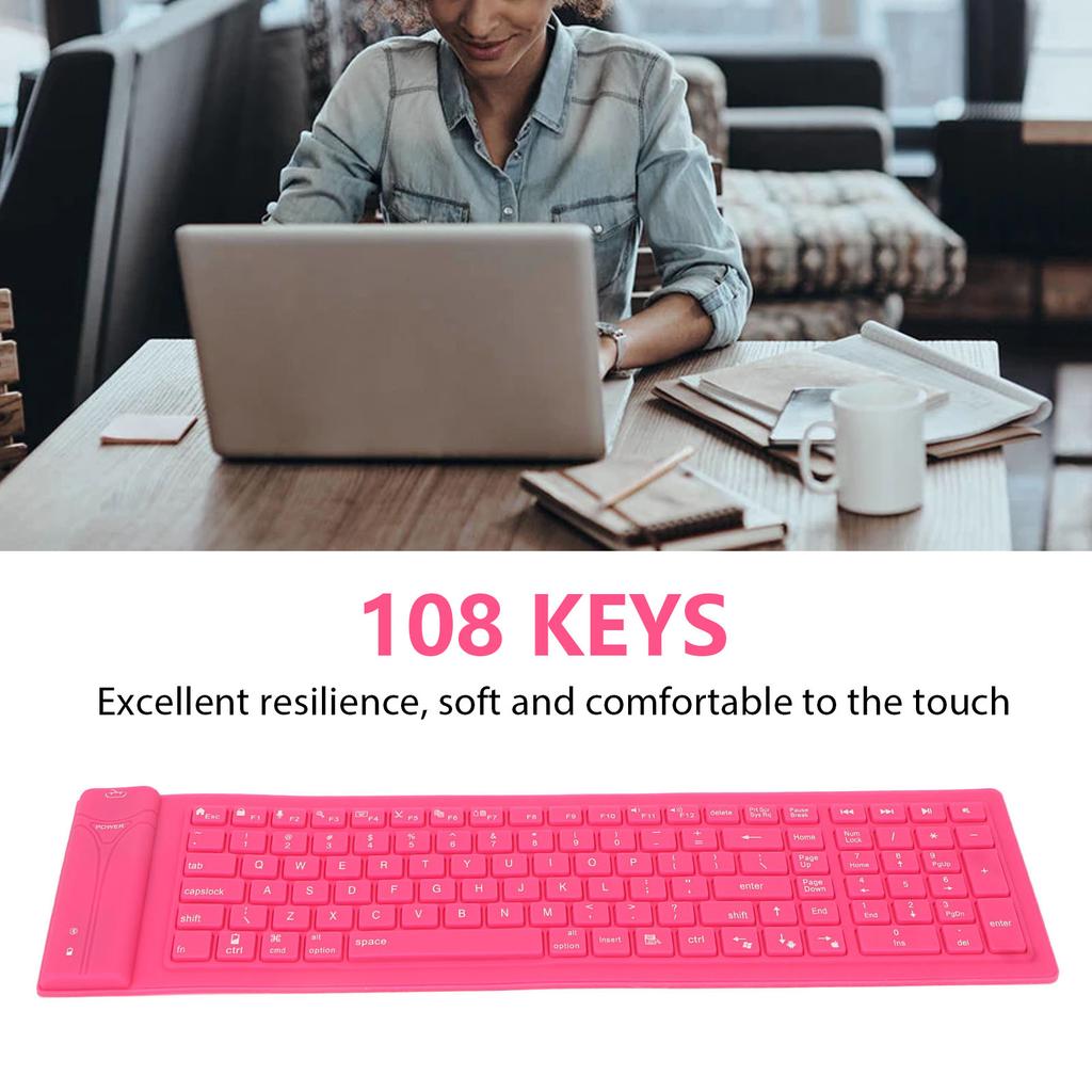 Clavier en Silicone Pliable 108 Touches Étanche Conception Entièrement Scellée Clavier Pliable pour la Frappe
