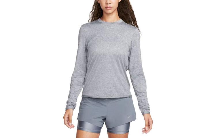 Nike T Shirts Women s Gray Crew Neck Moderate Straight Fit FB4298-084 S