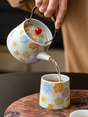 Antique Hand-painted Flowers Teacups Ceramic Master Cup Chinese Kung Fu Tea Set Household Tea Ceremony Personal Single Drinkware