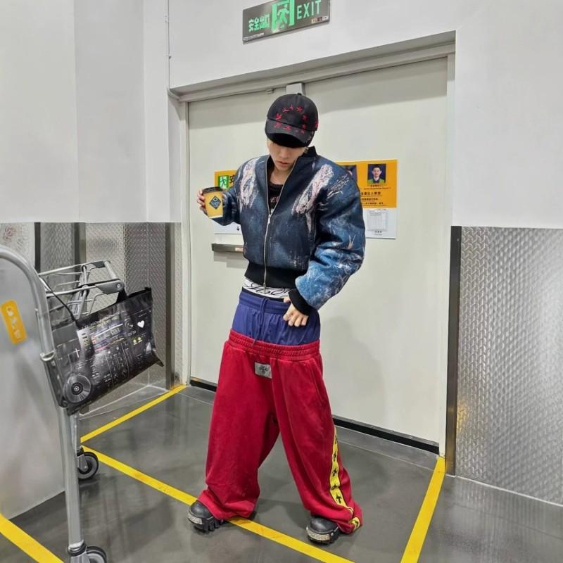 West Coast Color Block Casual Sweatpants Loose Fit Street Hip Hop Style Unisex