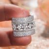 Huitan Sparkling Women Ring Gorgeous Wedding Party Luxury Full Shining Cubic Zirconia Fashion Accessories CopperColor Jewelry