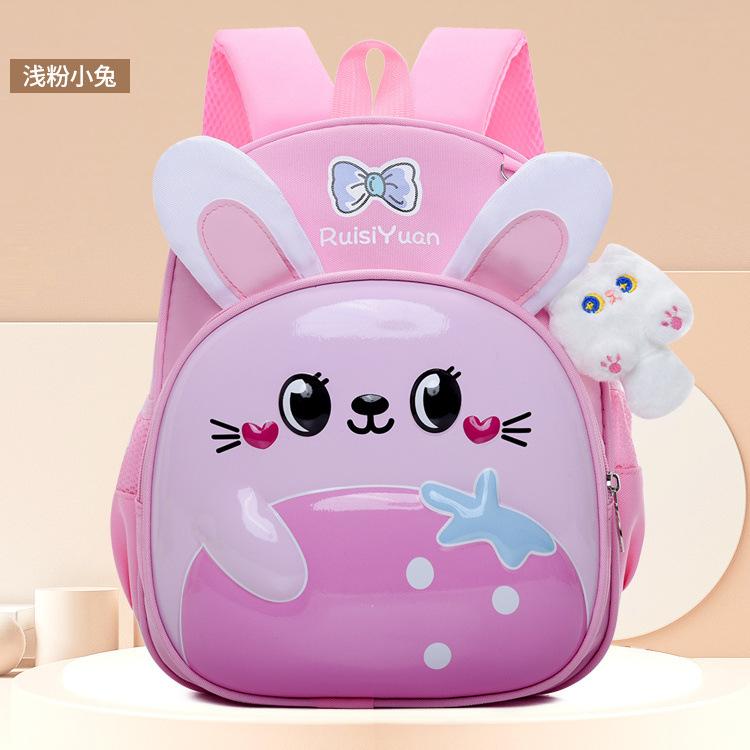 Kindergarten Baby Schoolbag Cartoon Cute Bunny Boys And Girls Backpack Cute Kitten Pendant Children'S Backpack
