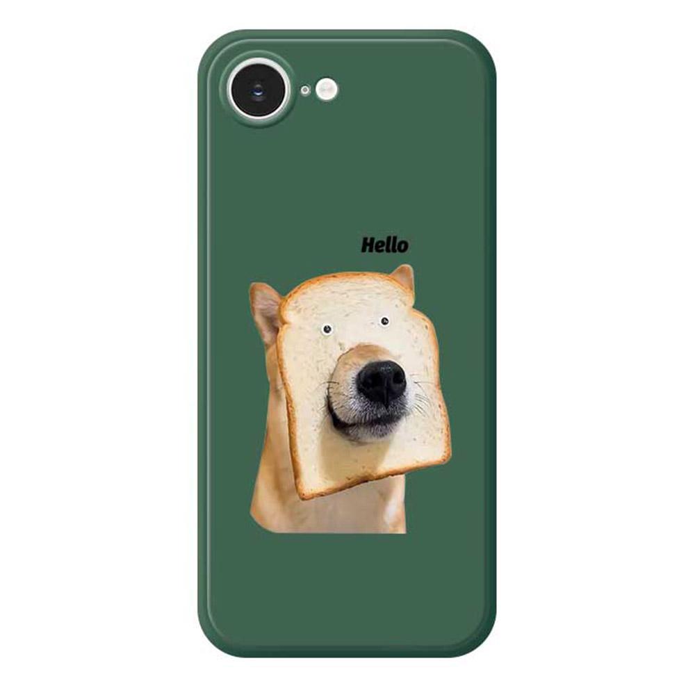 For iPhone 16e Case Toast Dog Pattern Printing Straight Edge TPU Phone Back Cover
