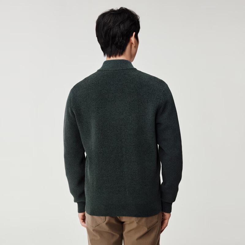 Joeone Men's Waffle Knit Stand Collar Zip Cardigan