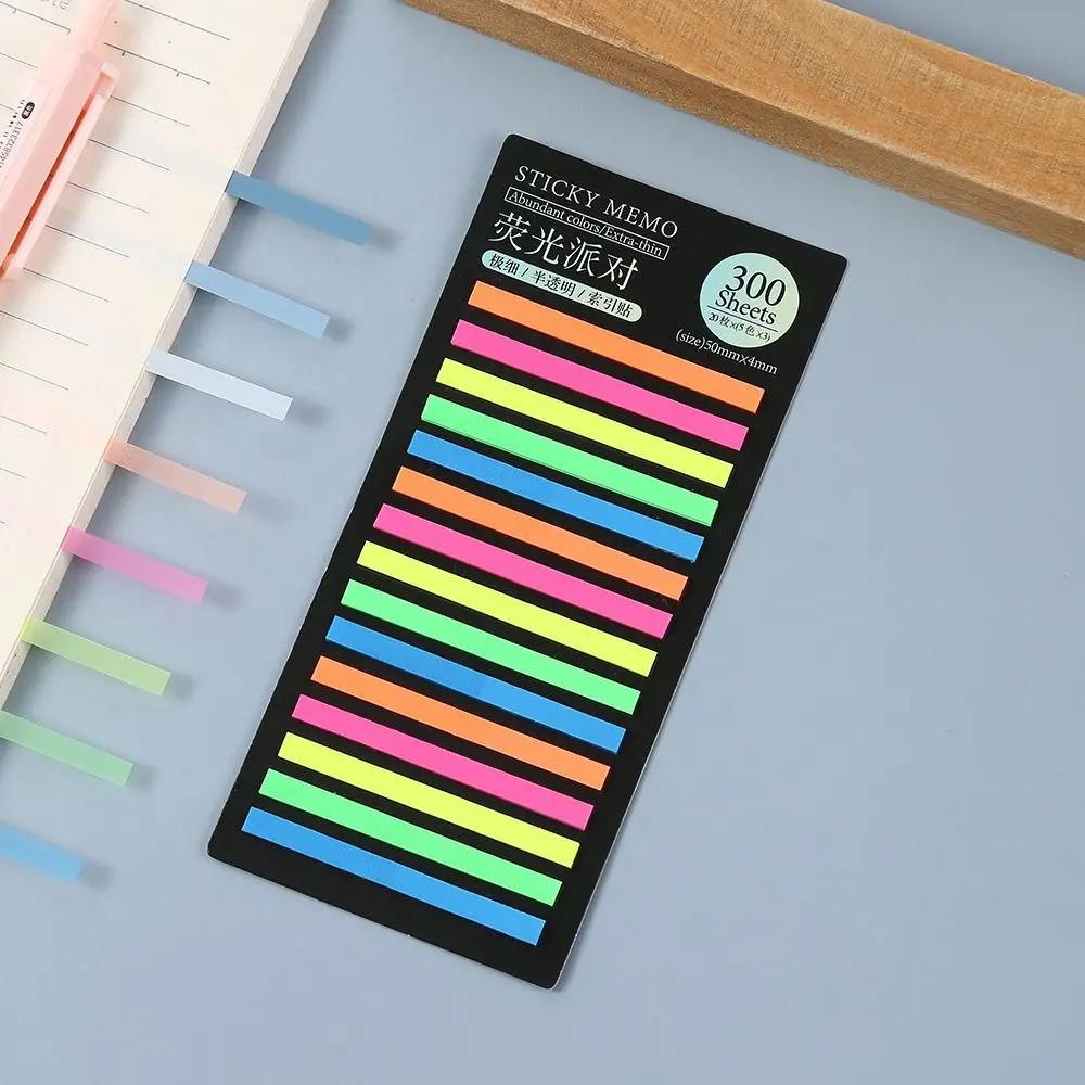 300 Sheets Rainbow Index Memo Pad DIY Decoration PET Kawaii Rainbow Notes Stationery Sticky Notepads Children