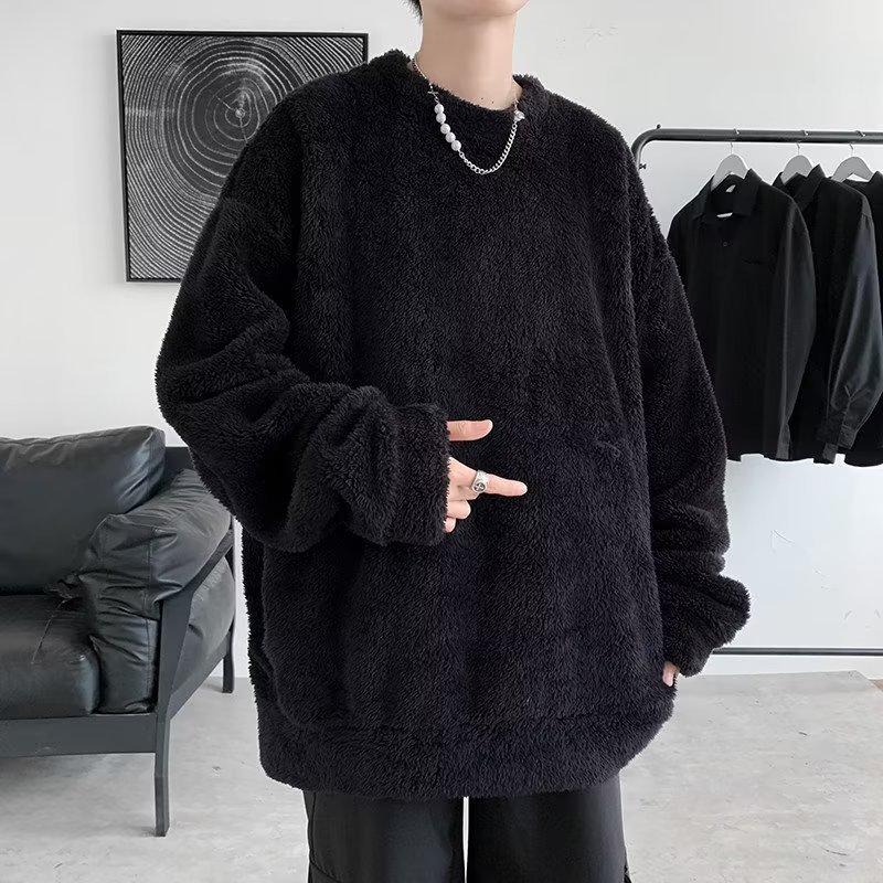 

Мужская плюшевая толстовка в гонконгском стиле — модный корейский свободный крой, плюс бархат для осени и зимы, унисекс. 3XL