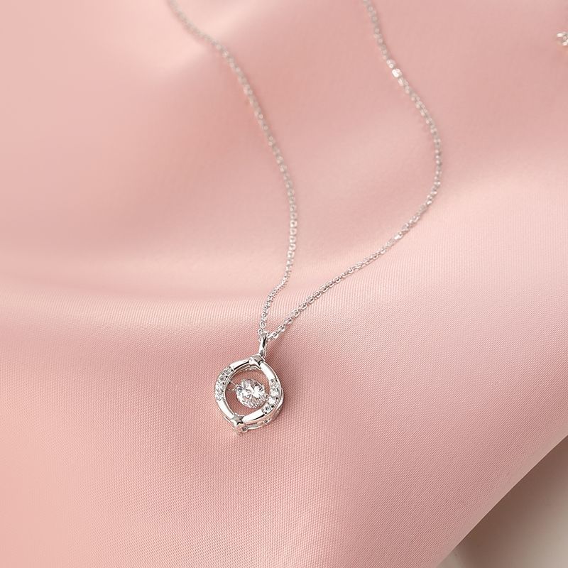 Round Crystal Shining Circle Necklace For Women Wedding Jewelry Minimalism Girls Neck Chokers