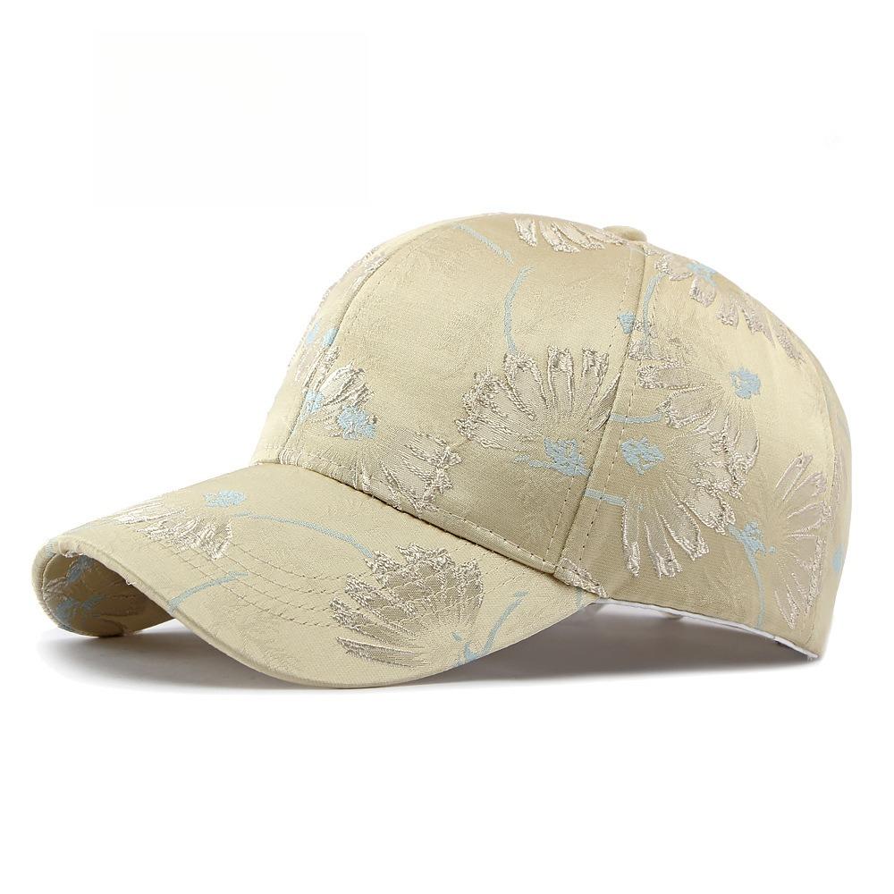 Women’s Ethnic Jacquard Baseball Cap, Floral Print Structured Brim Sun Hat, Casual Outdoor Duckbill Cap