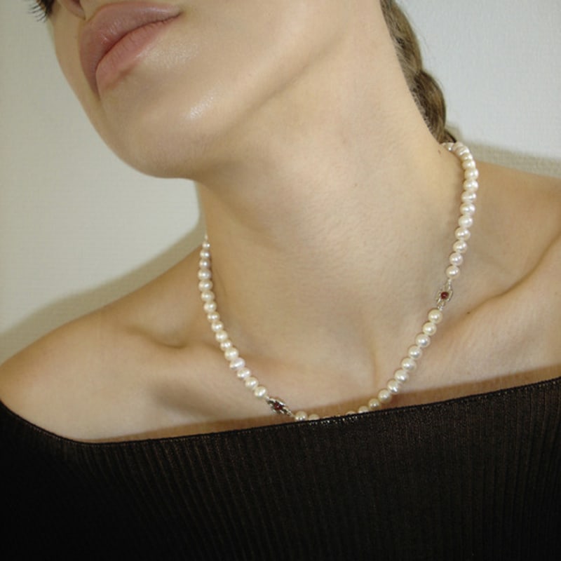 lowool Double cross pearl necklace