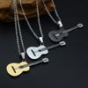 Men's Women's Guitar Pendant with Chain Hip Hop Music Style Pendant Jewelry