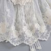Korean Style Women False Collar Shawl Scarf Elegant Embroidery Lace Pleated Lace-Up Bowknot Shoulder Wrap Poncho Cape