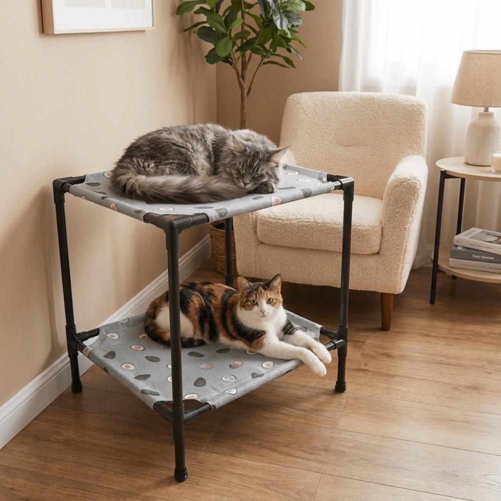 Double Layer Elevated Pet Bed Moisture-Proof Non-Slip Pet Camp Bed Removable Breathable Cat Sleeping Bed Outdoor Camping