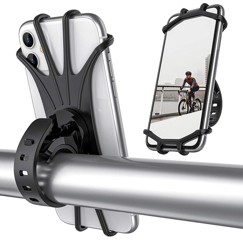 Bicycle Motorcycle Soft Silicone Phone Holder Stand 360 Rotate Riding Cycling Bicycle Bike Cell Smartphone GPS Support Bracket