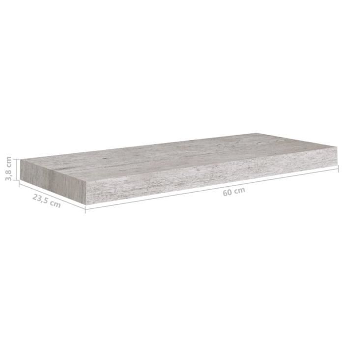 VidaXL Étagères murales flottantes 2 pcs Gris béton 60x23,5x3,8 cm MDF