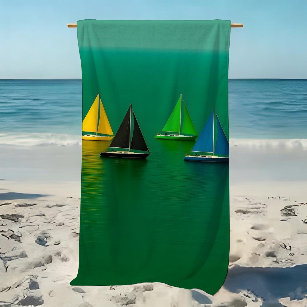 Mi nimal Sailboat Ocean Towel ultra-fine fiber quick drying absorbent bath towel, outdoor swimming sports towel