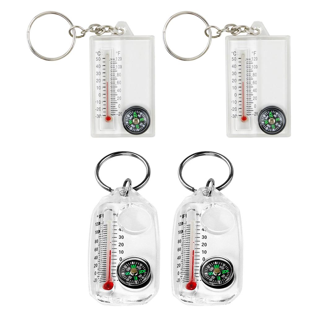 Pocket Survival Compass Multifunctional Guiding Compass Thermometer Keyring Pocket Sized Compass Keyring Compass Pendant