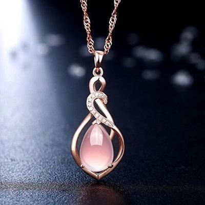 Collana con ciondolo elegante in cristallo oro rosa Shining Diva Fashion per donna