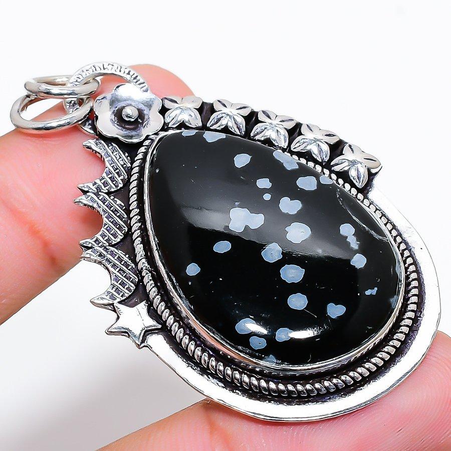 

Snoflake Obsidian Gemstone Handmade Ethnic Jewelry Pendant 2.29 SR-2741