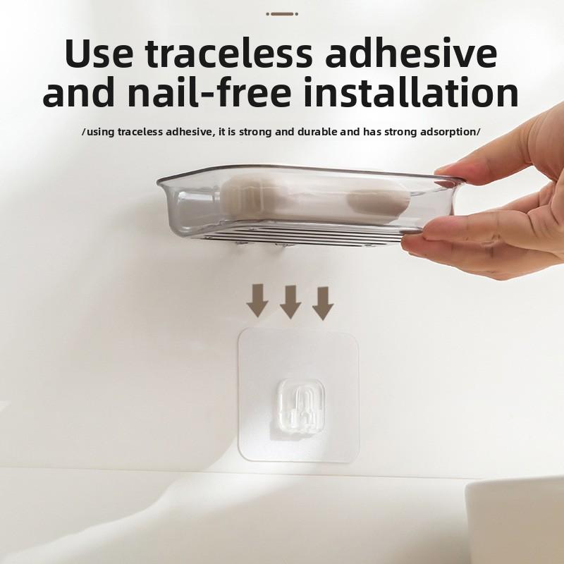 Soap Box Wall-mounted Draining Storage Rack, No Need for Drilling, Bathroom Storage, Toilet Suction Cup, Soap Box