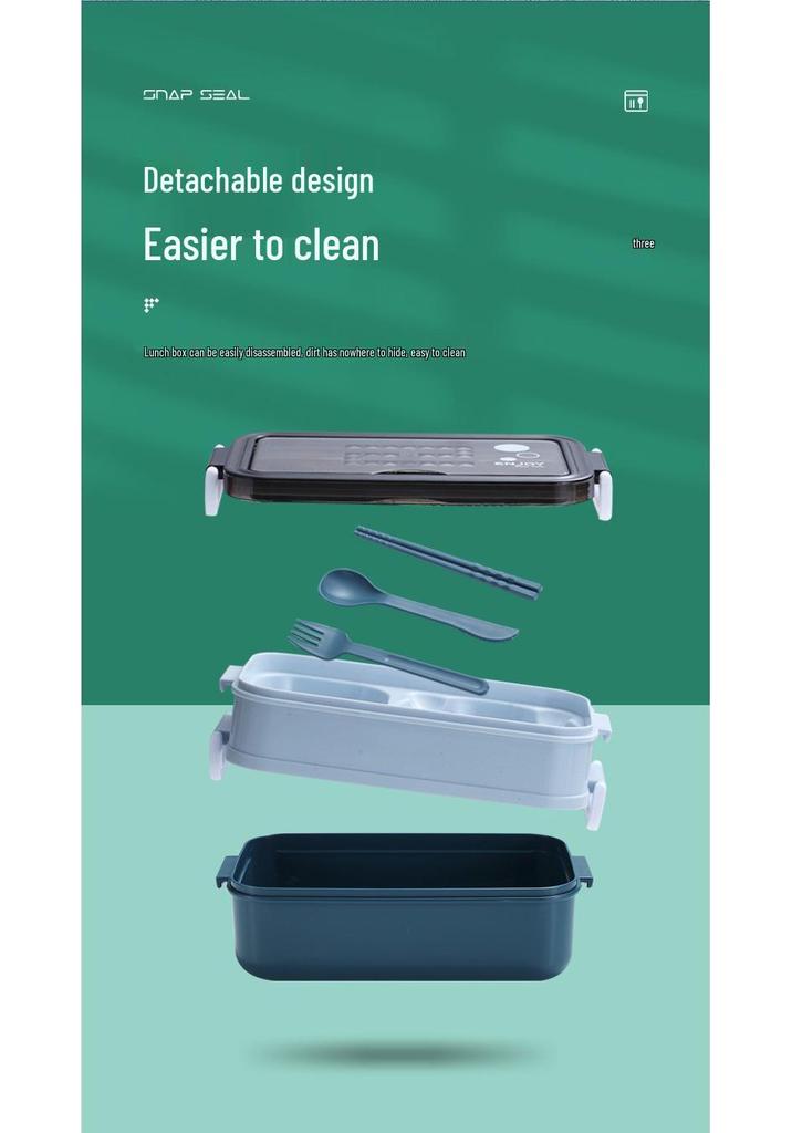 Lunch Box a Doppio Strato Adatta al Microonde: Plastica per Alimenti, Mantiene Fresco, Contenitore Bento Sigillato, Ideale per Lavoratori d'Ufficio.